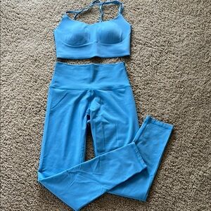 Aerie offline Women's Blue strappy sports bra/legging Set SZ: S